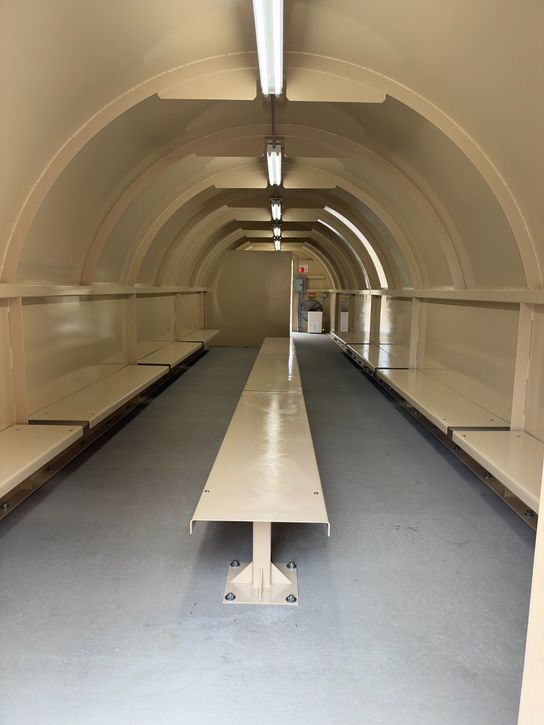 Interior of a finished Safe-T-Shelter commercial storm shelter